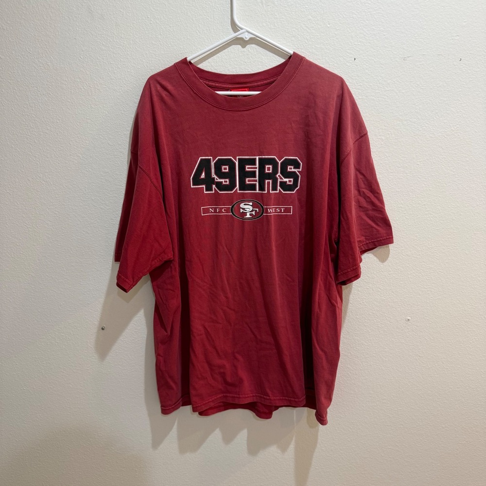 Vintage NFL San Francisco 49ers Sun Faded Graphic T-Shirt Red Mens 2XL